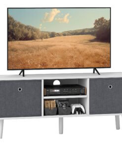 HOMCOM TV Cabinet Stand Unit for TVs up to 50'' with Foldable Drawers, Entertainment Centre for Living Room White