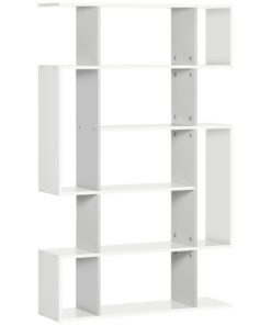 HOMCOM 5-Tier Bookshelf, Modern Bookcase with 13 Open Shelves, Freestanding Decorative Storage Shelving for Home Office and Study, White