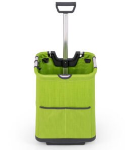 50L Folding Shopping Cart with 3 Pockets and Retractable Handlebar-Green