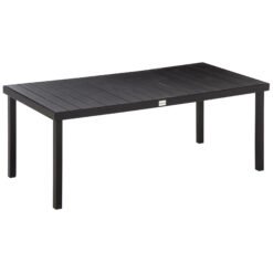Outsunny Aluminium Outdoor Garden Dining Table for 8 People, Faux Wood Top, for Garden, Patio, 190 x 90 x 74cm, Black