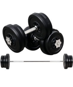 HOMCOM Dumbbell and Barbell Set with 65kg Adjustable Barbell Weights Set, for Home Gym - Black