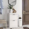 HOMCOM Two-Drawer Minimalistic 10-Shoe Cabinet - White