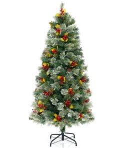Pre-Lit Artificial Christmas Tree with 453 PVC and 230 Warm White LED Lights-1.5M