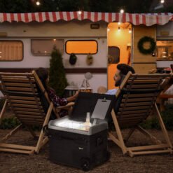 Outsunny 50L Car Refrigerator, Portable Compressor Cooler Box, Fridge Freezer w/ Inner LED Light, Foldable Handles, Cup Holders, 12/24V DC and 110-240V AC for Campervan RV Boat Travel Down to -20?