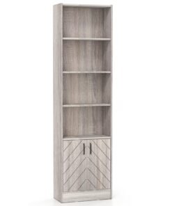 6-Tier 180cm Tall Bookshelf with Double Doors Open Cubes-Grey