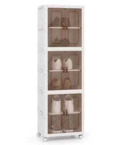 6-Cube Stackable Storage Bins with Lockable Wheels for for Kitchen Living Room Bedroom-White