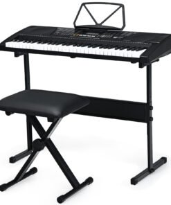 Portable 61-Key Digital Keyboard Piano with Stool and LCD Screen