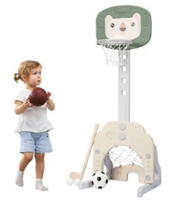 3-in-1 Basketball Hoop Set Stand 5 Adjustable Height