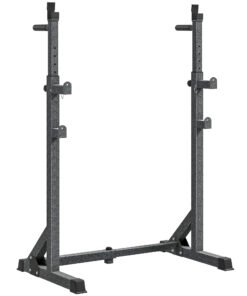 SPORTNOW Heavy Duty Barbell Squat Rack, Adjustable and Multifunctional Weight Power Stand, for Home, Gym - Black
