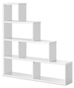 6-Cube Ladder Bookcase for Living Room Study Office-White