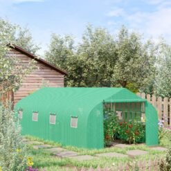 Outsunny Polytunnel Greenhouse with Windows and Door, Walk in Greenhouse for Garden, Backyard (6 x 3 M)