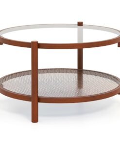 78cm Round Coffee Table with Tempered Glass Top-Natural