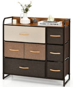 7-Drawer Dresser with Wooden Top for Bedroom Hallway