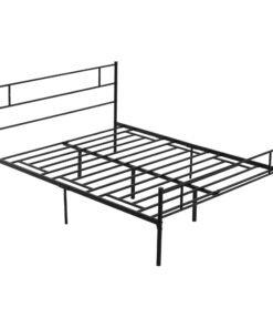 HOMCOM King Metal Bed Frame Solid Bedstead Base with Headboard and Footboard, Metal Slat Support and Underbed Storage Space, Bedroom Furniture, Black