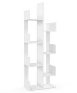 8-Tiers Floor Standing Tree Shaped Bookshelf-White
