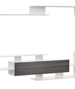 HOMCOM TV Cabinet with Wall Shelf for Wall-Mounted 65" TVs or Standing 40" TVs - White and Grey