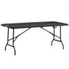 Outsunny Folding Garden Dining Table for 6, Rectangular Outdoor Dining Table with HDPE Tabletop, Foldable Garden Table with Steel Frame for Balcony, Porch, Charcoal Grey