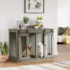 PawHut Dog Crate Furniture for Large Dogs, Double Dog Cage for Small Dogs, with Divider - Grey