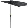Outsunny 3(m) Half Parasol Semi Round Umbrella Patio Metal Frame Crank Handle for Balcony-- NO BASE INCLUDED, Grey