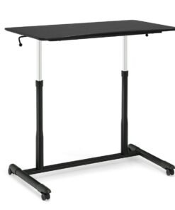Height Adjustable Laptop Table with Wheels for Home and Office-Black