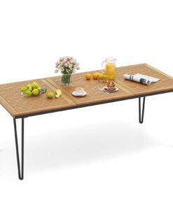 200 x 90cm Outdoor Dining Table with Metal Legs for Garden  Poolside