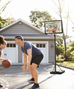 HOMCOM Basketball Hoop Freestanding 255-305cm Hoop Height Adjustable Stand with Backboard Wheels for Teens Adults Black