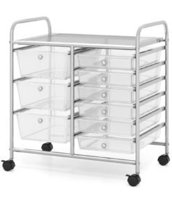 9-Drawer Rolling Storage Cart Tools Scrapbook Paper Organizer-Transparent