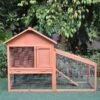 PawHut Small Animal Two-Level Fir Wood Guinea Pigs Hutches w/ Slide Out Tray Red/Brown
