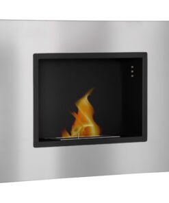 HOMCOM Wall Mounted Ethanol Fireplace, Stainless Steel Bioethanol Heater Stove Fire with 1.2L Tank, 3 Hour Burning Time, 78 x 54 cm, Silver