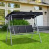 Outsunny Outdoor 3-Seater Swing Chair-Black