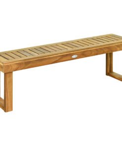 Acacia Wood Patio Bench with Slatted Seat