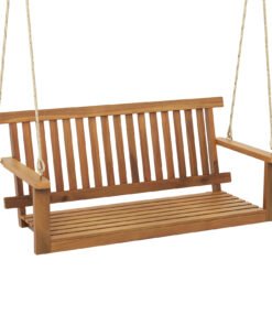 Acacia Wood Porch Swing with Slatted Seat and Backrest