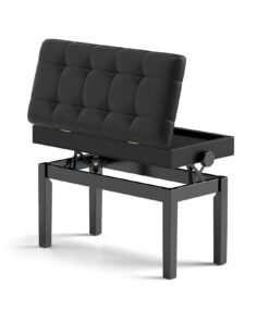 Adjustable Duet Piano Bench with Storage and Waterproof Padded Cushion