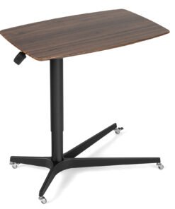 Adjustable Mobile Pneumatic Bedside Table with Lockable Wheels-Brown