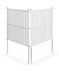 Air Conditioner Fence Panel with Metal Ground Stakes-White