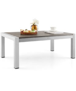 Aluminum Outdoor Coffee Table Modern Rectangular Cocktail Table-Grey
