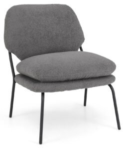Armless Accent Chair Teddy Fleece Fabric Upholstered Leisure Chair-Grey