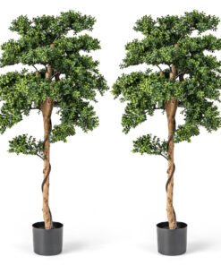 Artificial Boxwood Topiary Tree Potted Plants with PE Leaves-Green