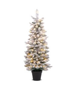 Artificial Pre-lit Christmas Tree Snow Flocked Xmas Tree-1.2M