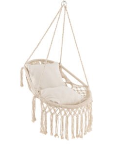Hanging Hammock Chair with Soft Seat Cushions-Beige