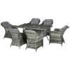 Outsunny Seven-Piece Rattan Dining Set - Grey