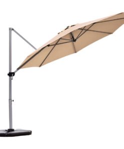 3.3m Patio Cantilever Umbrella with Tilting Adjustment and Cross base-Beige