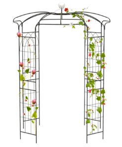 Birdcage Shape Gazebo Pergola Arch Trellis with Hanging Hook-Black
