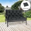 Outsunny 2 Seater Bench Pad, Garden Chair Cushion with Back and Ties for Indoor and Outdoor Use, 98 x 100 cm, Black
