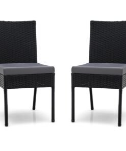 2 Pieces Outdoor All-Weather Dining Chair Set  with Soft Cushions-Grey