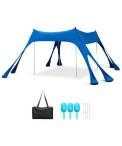 3 x 3M Portable Beach Sunshade Canopy with 8 Sandbags and Carry Bag-Blue