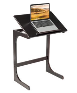 C-ShapedBamboo Side Table with 7 Adjustable Angles-Brown