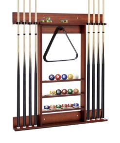 Wall-Mounted Billiards Pool Cue Rack-Brown