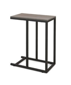 C-Shaped End Table for Couch and Bed with Metal Frame-Grey