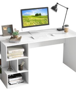 Modern Computer Desk with Storage Shelves and Anti-Tipping Kits-White